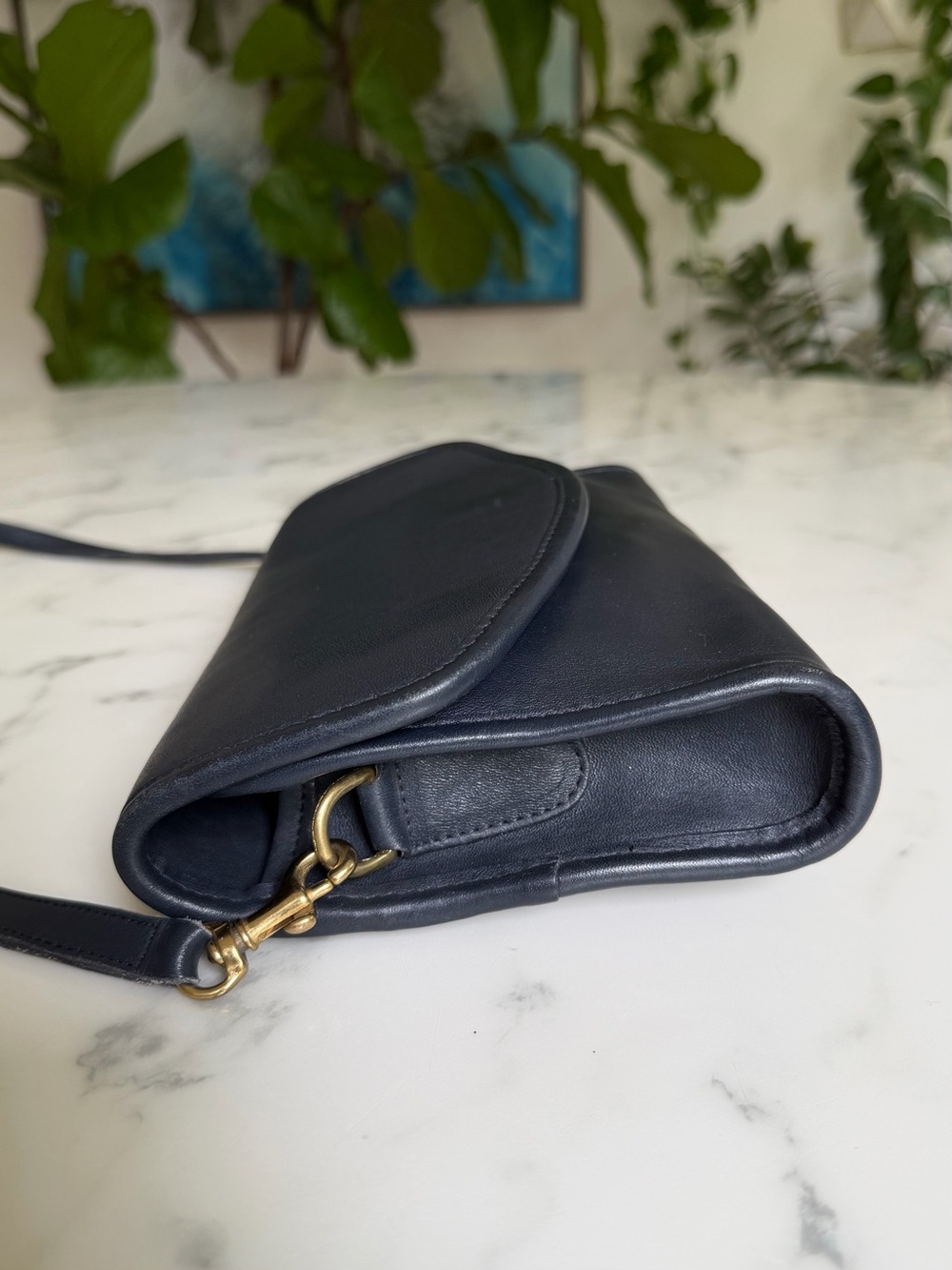 Coach Vintage Sterling Envelope Clutch Crossbody Bag 9945 Navy Blue Leather 90s - Picture 12 of 16